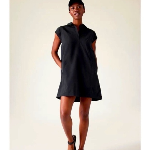 Athleta Dresses & Skirts - Athleta Black Mandarin Collar A-Line Dress